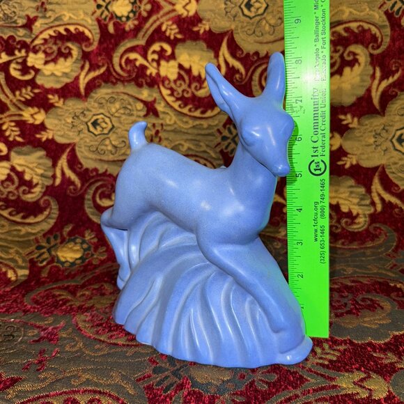 Vtg Niloak Deer Planter Vase Art Deco 1930s Ozark Blue Matte Pottery 8 1/4 inch - Picture 9 of 10